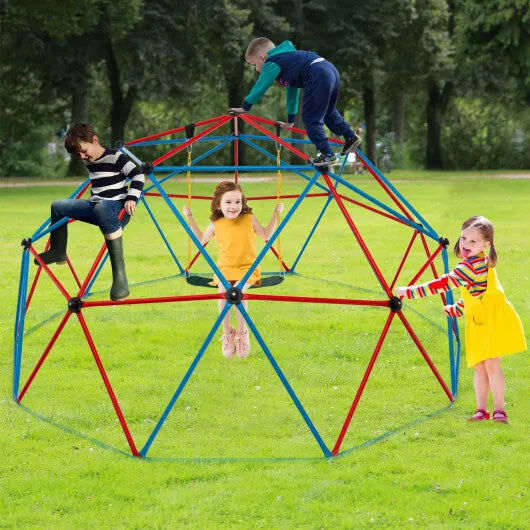 10 Feet Dome Climber with Swing and 800 Lbs Load Capacity-Red - Color: Red