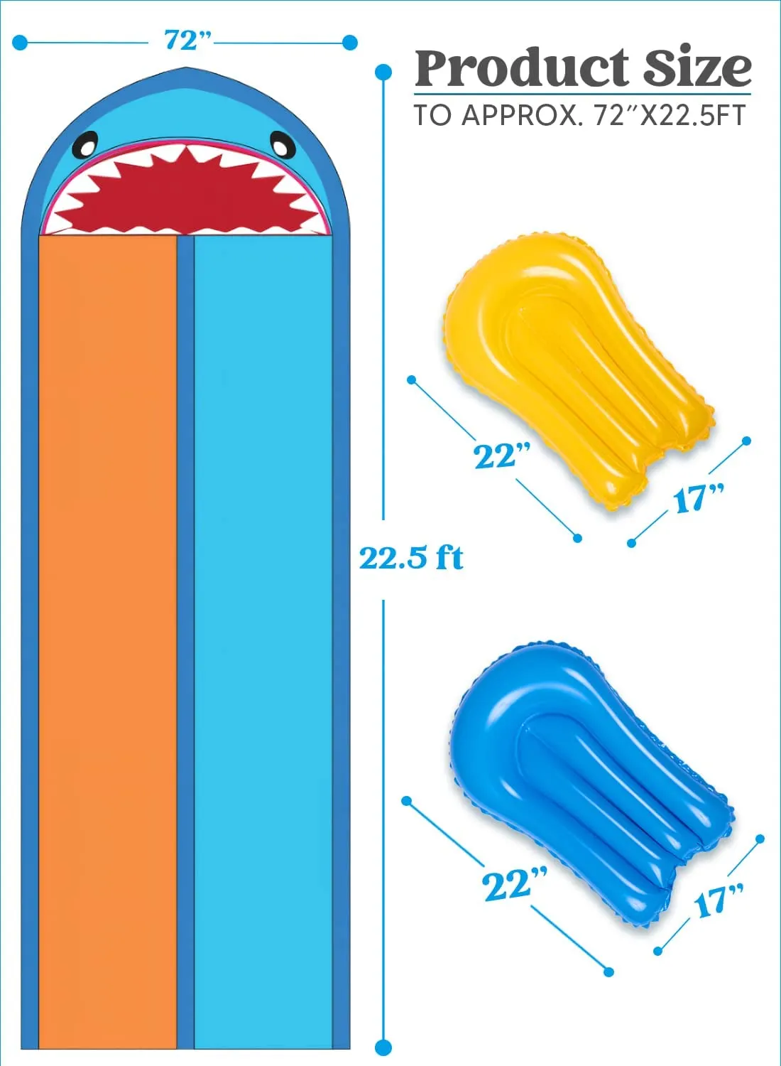 22.5ft Double Shark Water Slide (Mid sprinkler)