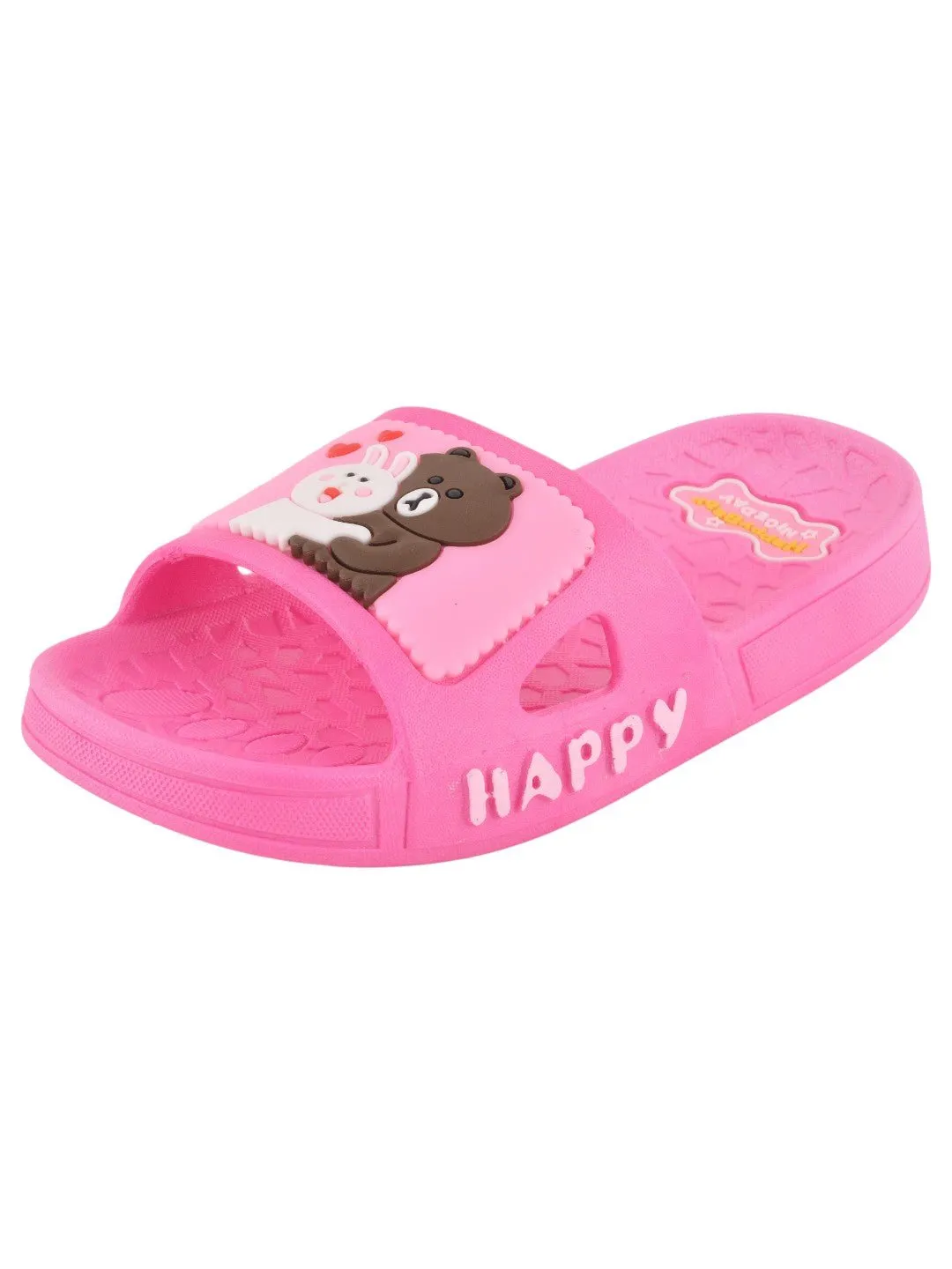 Adorable Bear and Bunny Hug Slides for Girls - Fuchsia