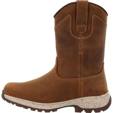 Georgia Women's Eagle Trail 10" Soft Toe Waterproof Pull On Work Boot -Brown- GB00645