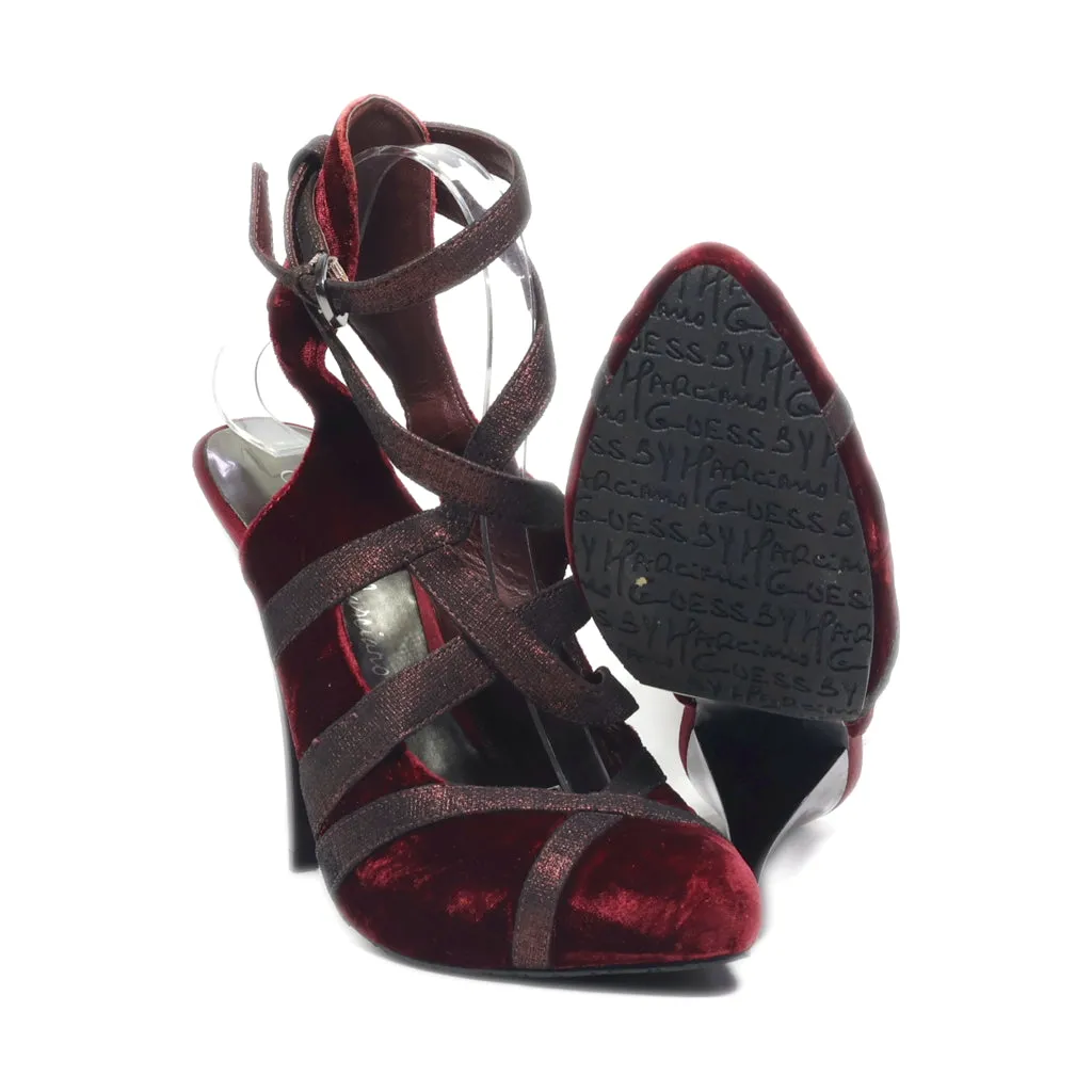 Guess High-Heel Sandals Suede Maroon Colour For Women