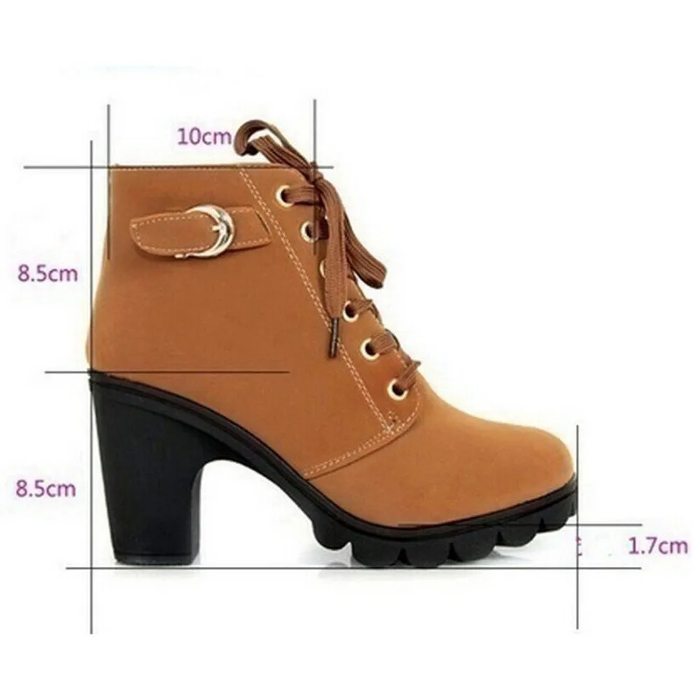 High Quality PU Leather Solid Lace-up Ladies shoes