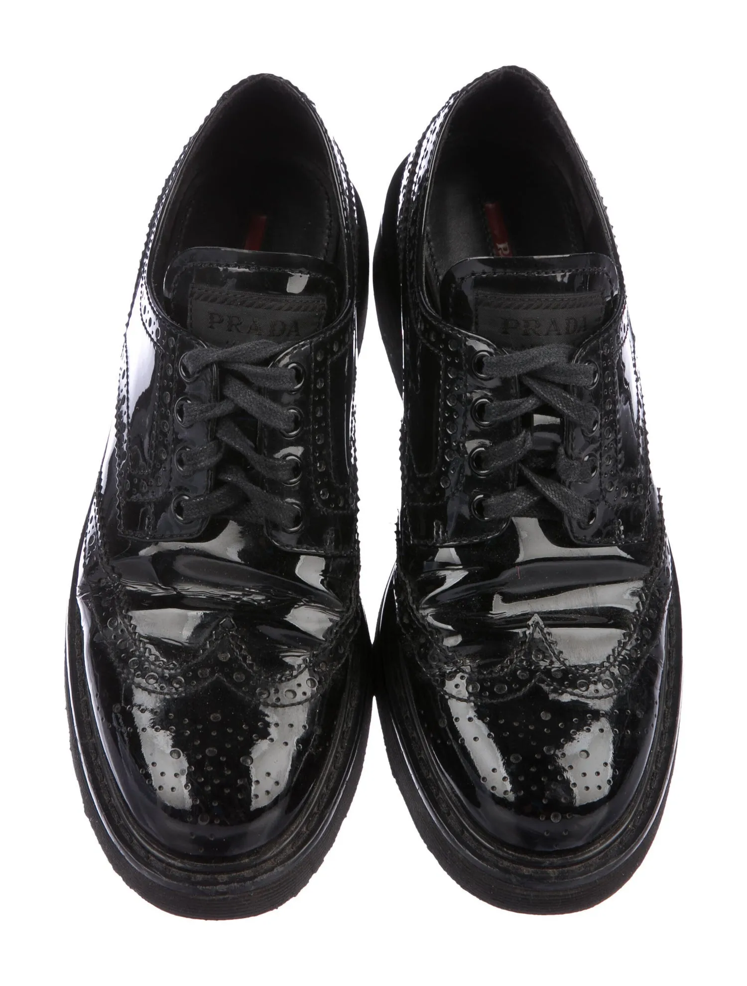 PRADA Brogue Patent Leather Oxfords Shoes 38 UK 5 US 8 ladies