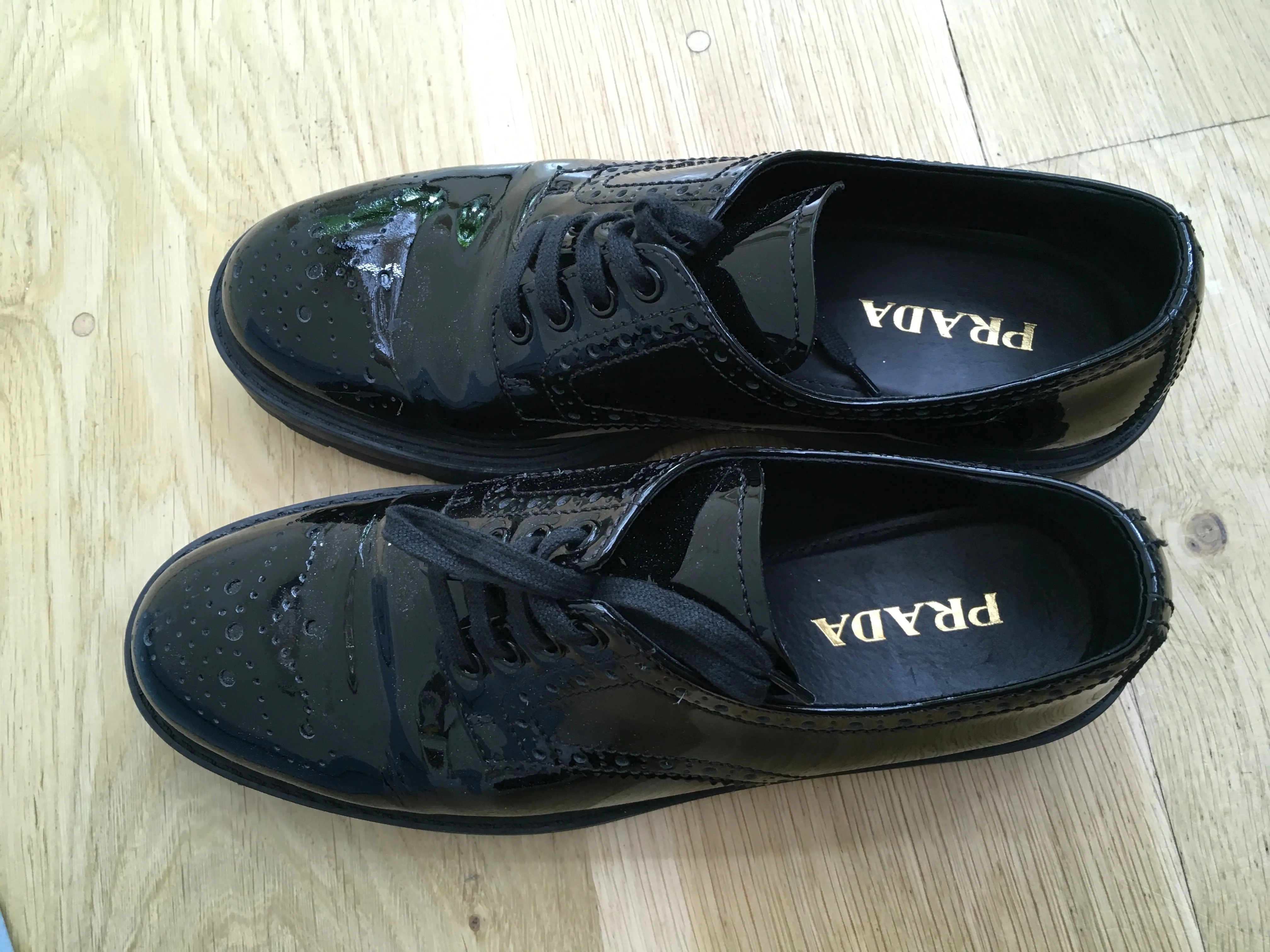 PRADA Brogue Patent Leather Oxfords Shoes 38 UK 5 US 8 ladies
