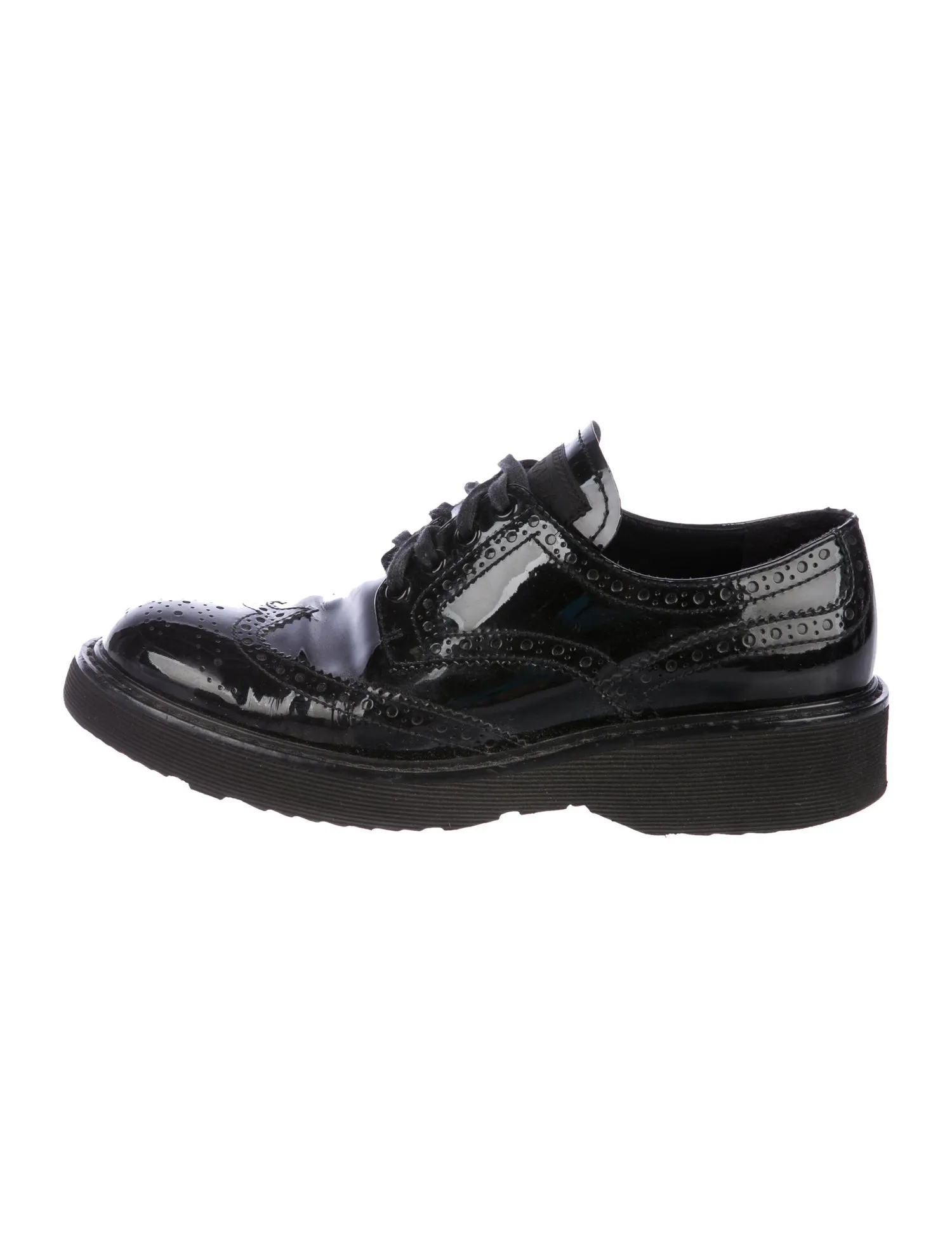 PRADA Brogue Patent Leather Oxfords Shoes 38 UK 5 US 8 ladies