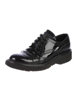 PRADA Brogue Patent Leather Oxfords Shoes 38 UK 5 US 8 ladies
