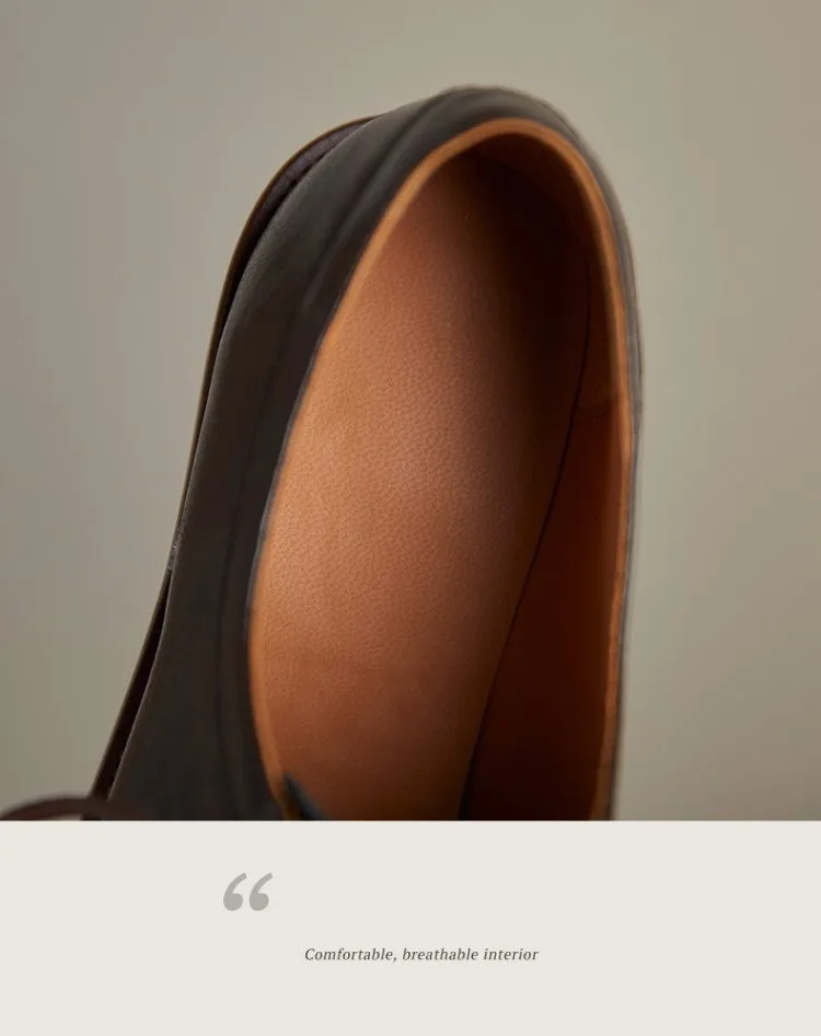 Split Leather Pointed Toe Oxfords