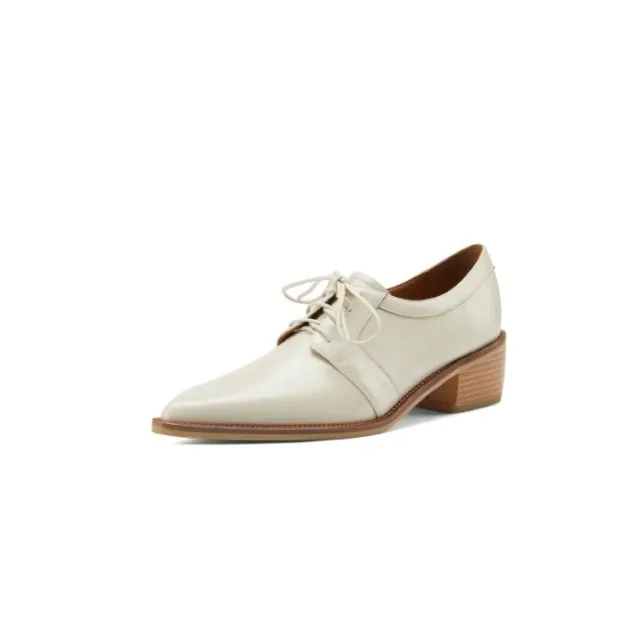 Split Leather Pointed Toe Oxfords