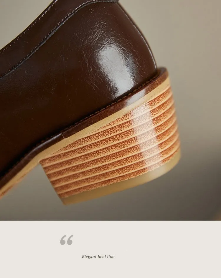 Split Leather Pointed Toe Oxfords