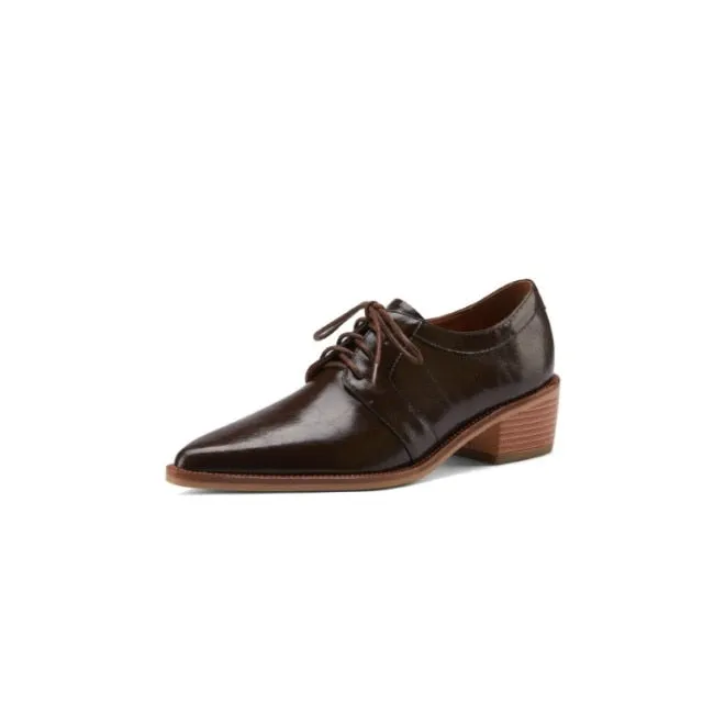 Split Leather Pointed Toe Oxfords