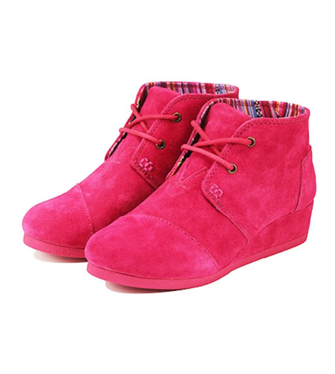 Toms for Kids: Desert Wedge Fuchsia Suede