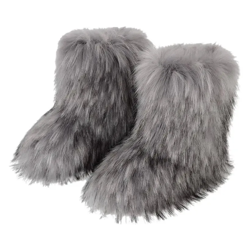Women's Luxury Fluffy Faux Fur Snow Boots – Warm Plush Winter Footwear