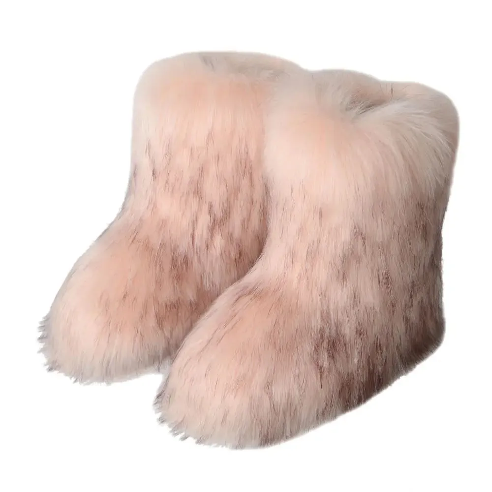 Women's Luxury Fluffy Faux Fur Snow Boots – Warm Plush Winter Footwear